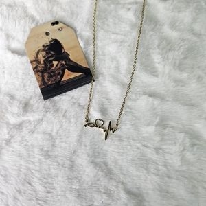 Gold Stainless Steel Heartbeat Necklace